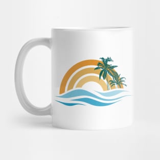 Palms sunset waves Mug